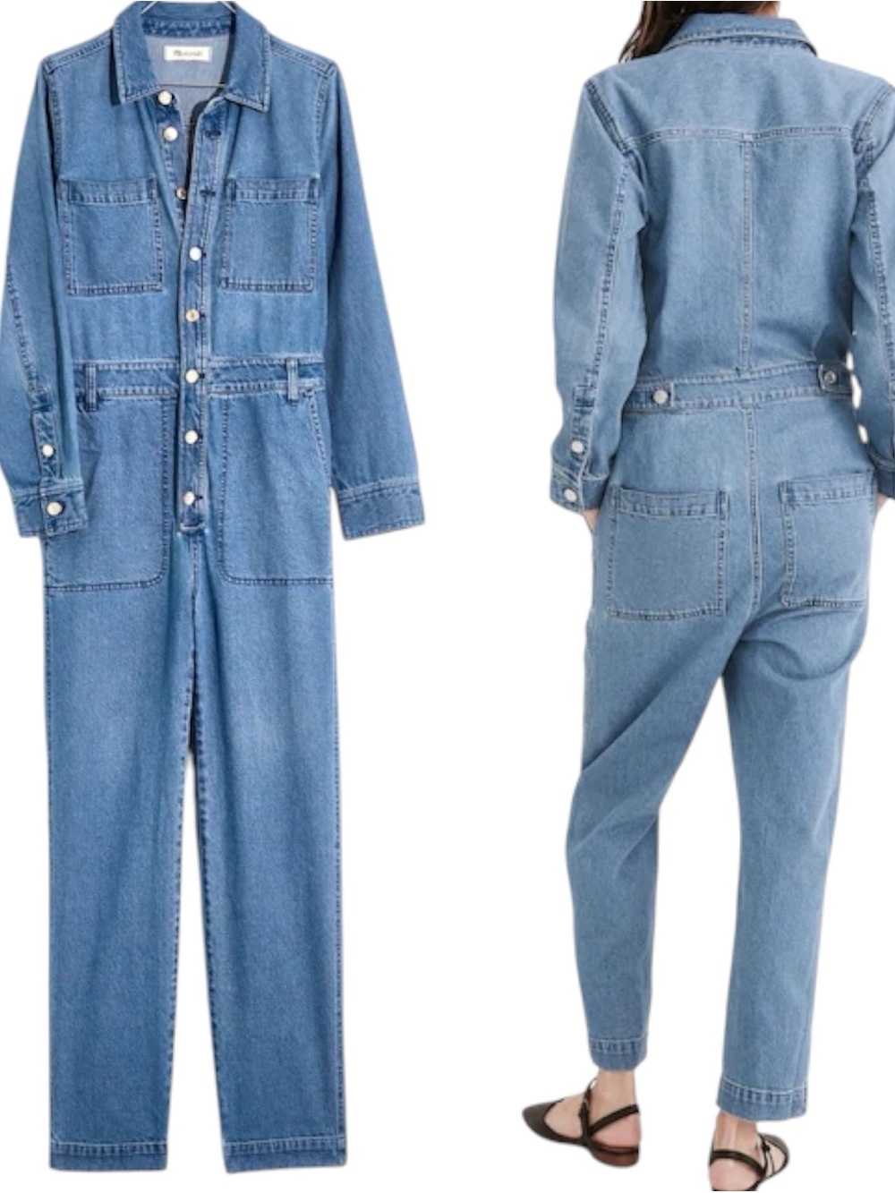 Madewell Denim Relaxed Coverall Jumpsuit in Glenroy Wash Women's Size Medium